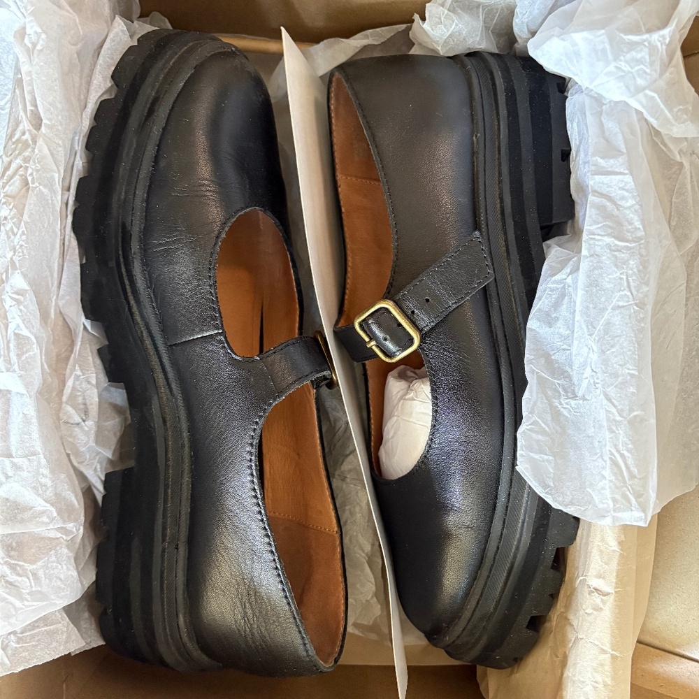 Madewell Freya Lugsole Mary Jane Black size 8